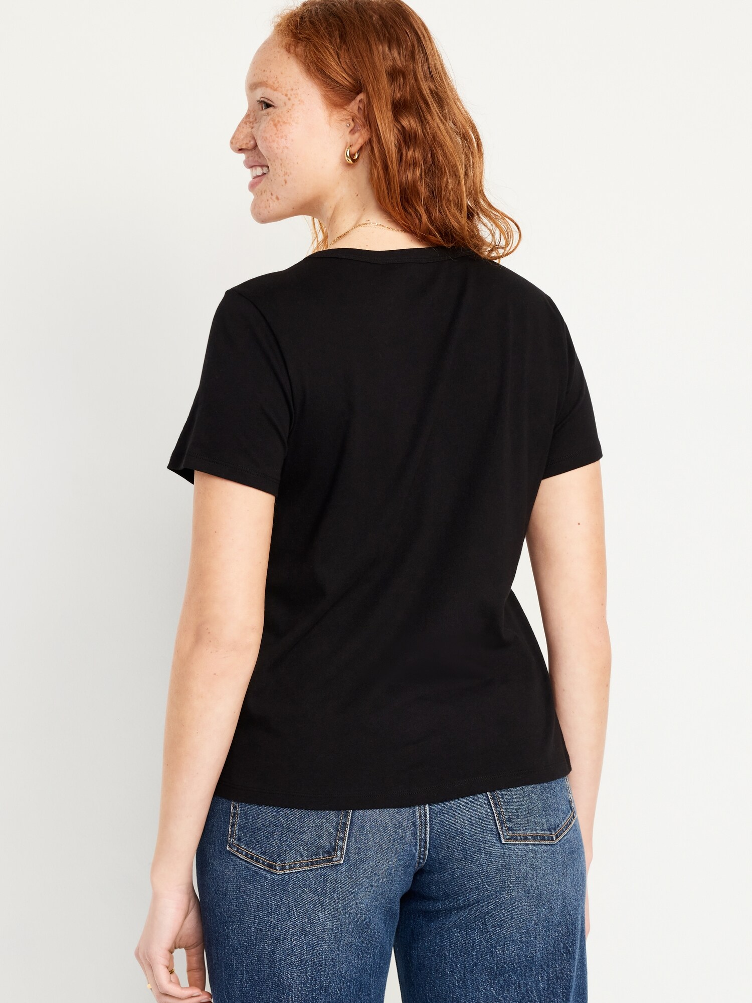 Женские футболки Old Navy EveryWear V-Neck T-Shirt 3-Pack, цвет: Чёрный — фото 2