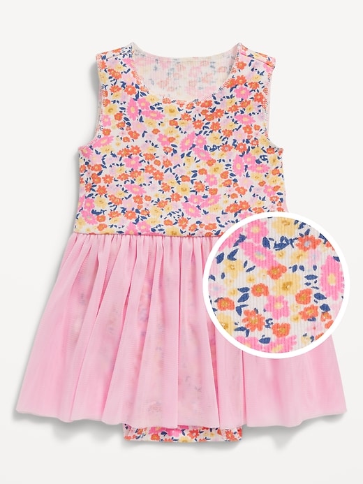 View large product image 1 of 1. Sleeveless Rib-Knit Bodysuit Tutu Dress for Baby