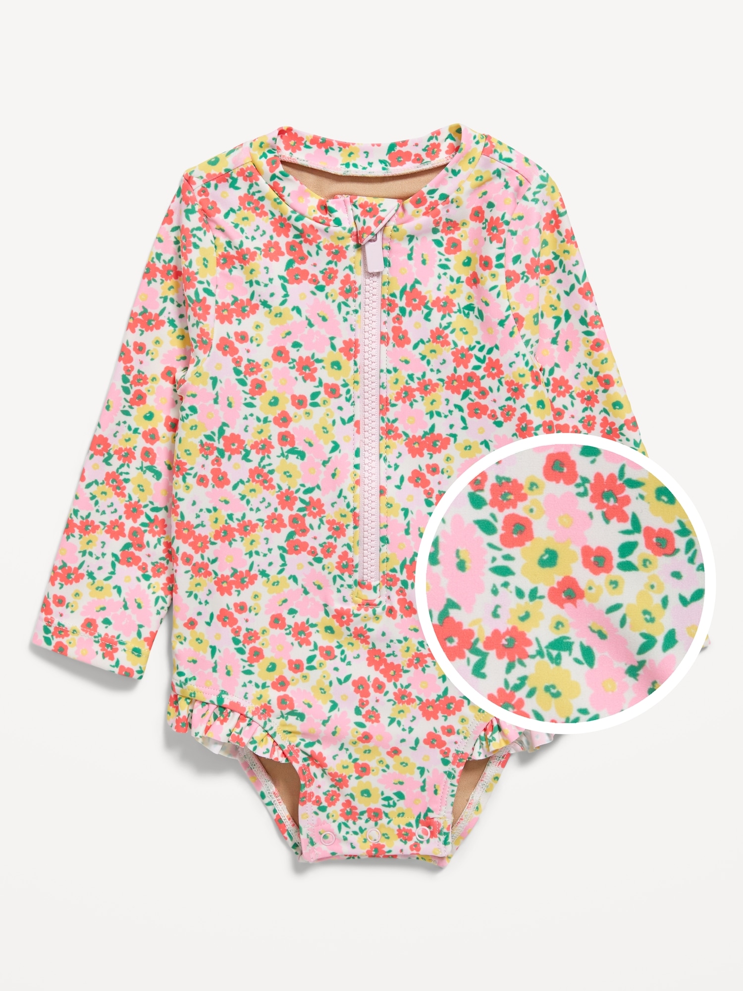 Printed Ruffle-Trim Rashguard One-Piece Swimsuit for Baby | Old Navy