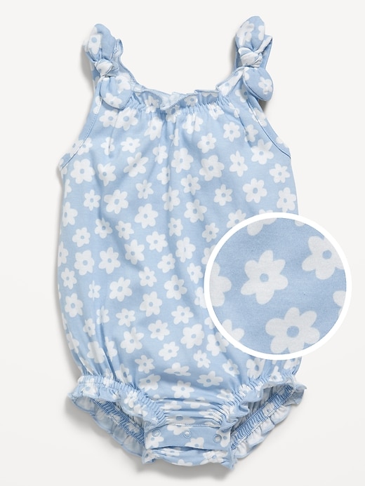 View large product image 1 of 1. Sleeveless Tie-Shoulder One-Piece Romper for Baby