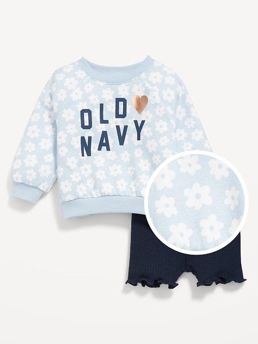 View large product image 1 of 3. Logo-Graphic Sweatshirt and Biker Shorts Set for Baby