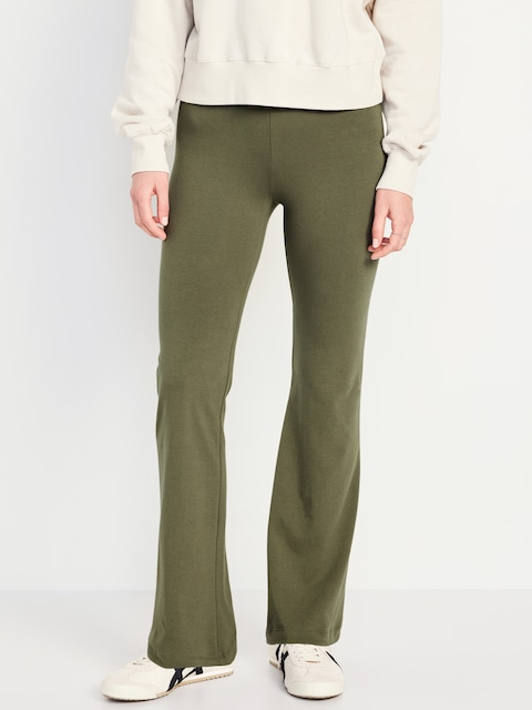 High-Waisted Fashion Flare Leggings - Stone Wall