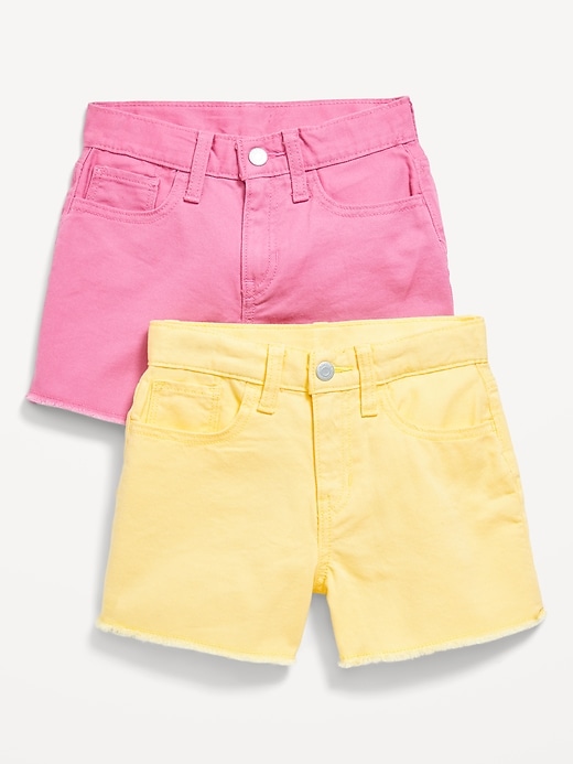 View large product image 1 of 4. High-Waisted Frayed-Hem Midi Shorts 2-Pack for Girls