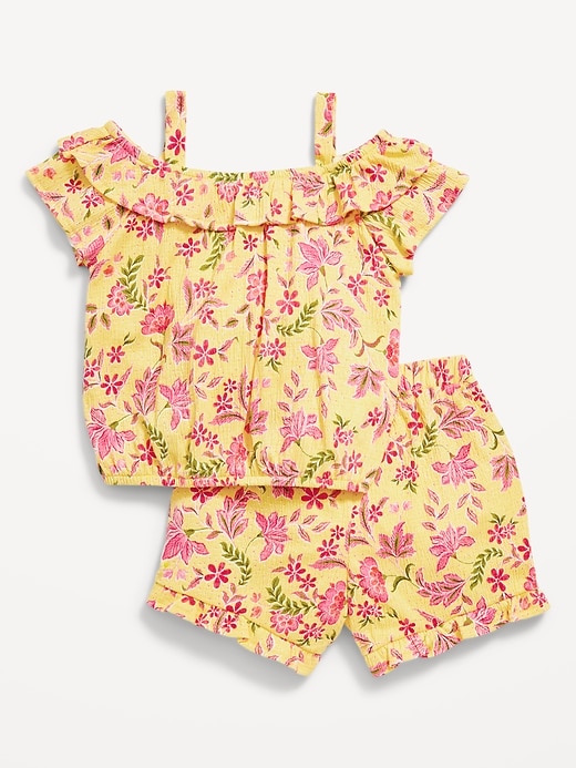 View large product image 2 of 3. Off-The-Shoulder Ruffled Top and Shorts Set for Toddler Girls