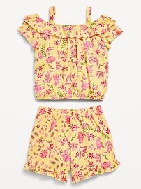 View large product image 3 of 3. Off-The-Shoulder Ruffled Top and Shorts Set for Toddler Girls