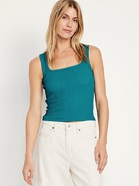 Square-Neck Textured Tank Top