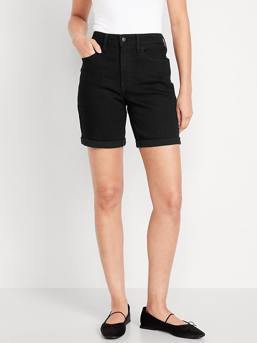Image number 1 showing, High-Waisted Wow Jean Shorts -- 7-inch inseam