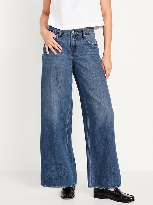 Image number 1 showing, Low-Rise Baggy Wide-Leg Jeans