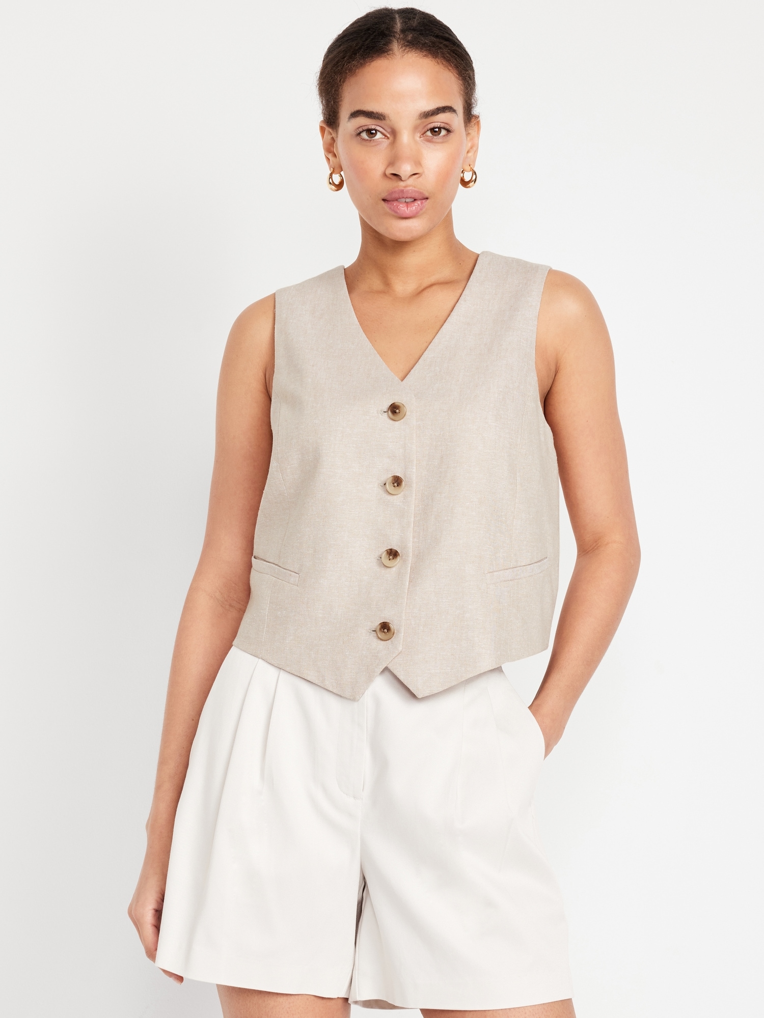 Twill Cropped Vest
