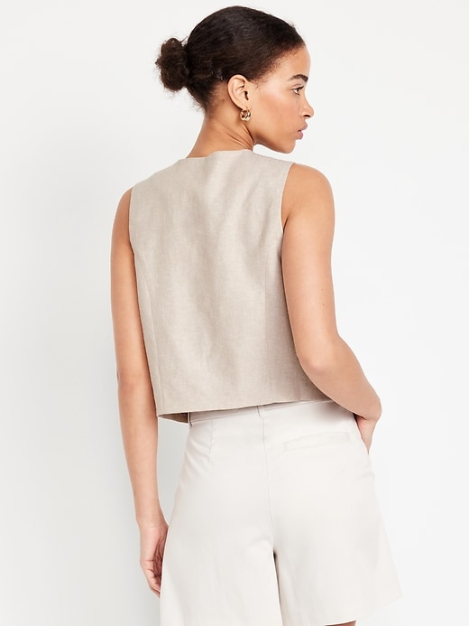 Image number 2 showing, Linen-Blend Vest