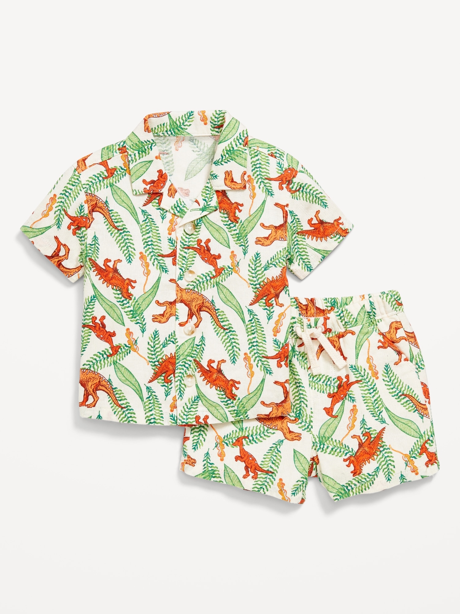 Printed Linen-Blend Shirt and Shorts Set for Baby Hot Deal
