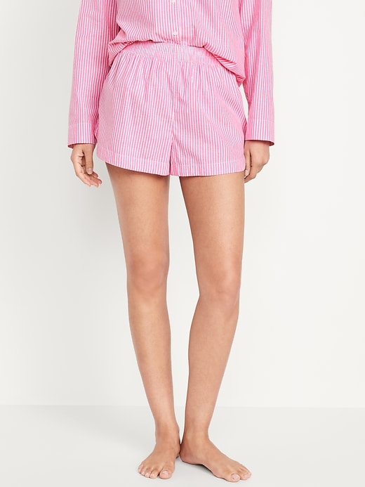 Image number 1 showing, High-Waisted Poplin Pajama Short