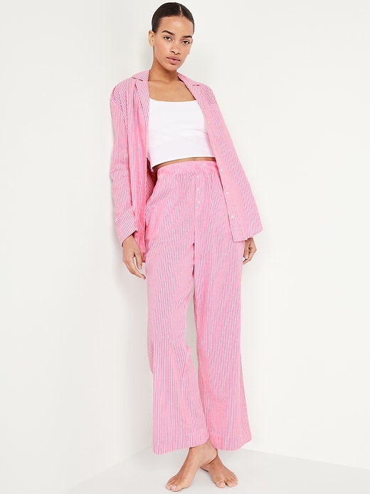 Image number 3 showing, High-Waisted Poplin Pajama Pant