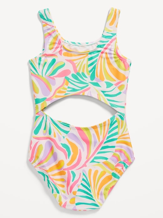 View large product image 2 of 2. Printed Cutout One-Piece Swimsuit for Girls