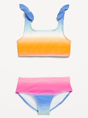 One-Shoulder Scallop-Trim Swim Set for Girls