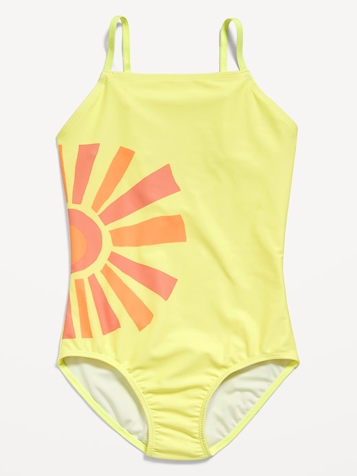 View large product image 1 of 1. Printed Back-Cutout One-Piece Swimsuit for Girls