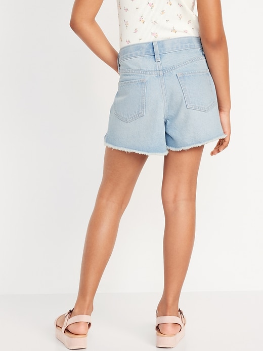 View large product image 2 of 4. High-Waisted Exposed Pocket Jean Shorts for Girls