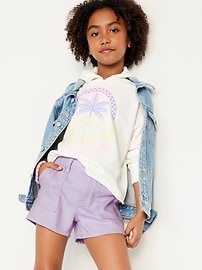 View large product image 3 of 4. Elasticized High-Waisted Utility Jean Shorts for Girls