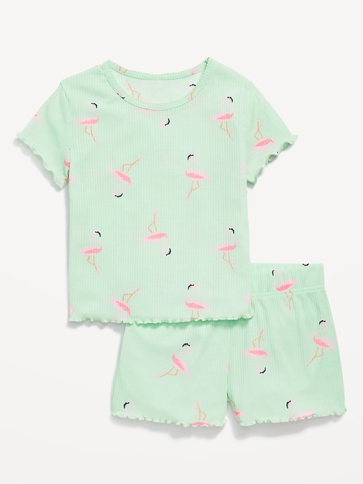 View large product image 2 of 3. Printed Rib-Knit Pajama Top and Shorts Set for Girls