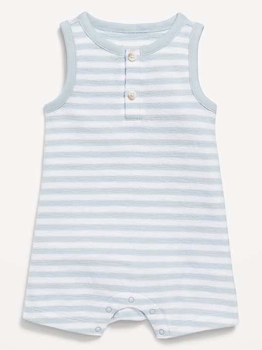 View large product image 1 of 1. Unisex Henley Romper for Baby