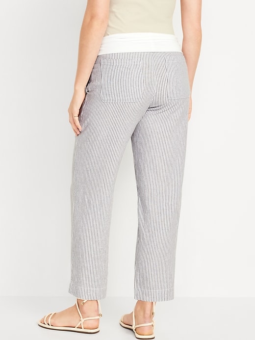 Image number 3 showing, Maternity Rollover-Waist Linen Blend Pant