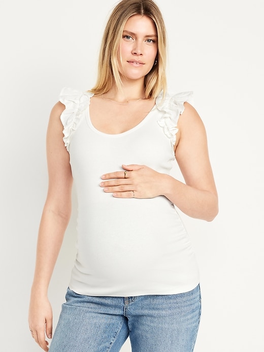 Image number 1 showing, Maternity Ruffle-Trim Combination Top