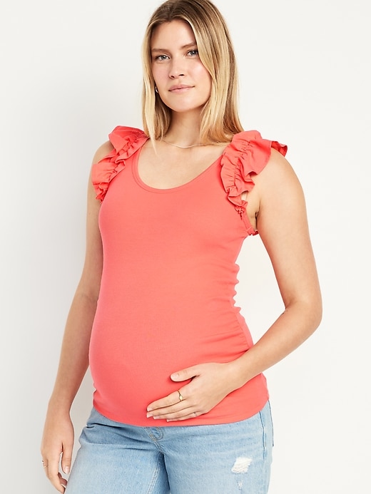 Image number 1 showing, Maternity Ruffle-Trim Combination Top