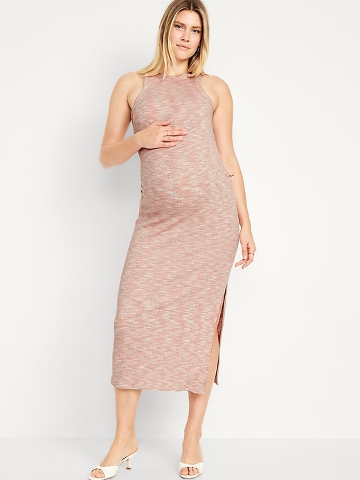 Image number 1 showing, Maternity Racerback Rib-Knit Midi Dress