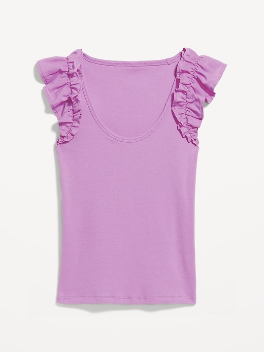 Image number 4 showing, Ruffled Mixed Fabric Tank Top