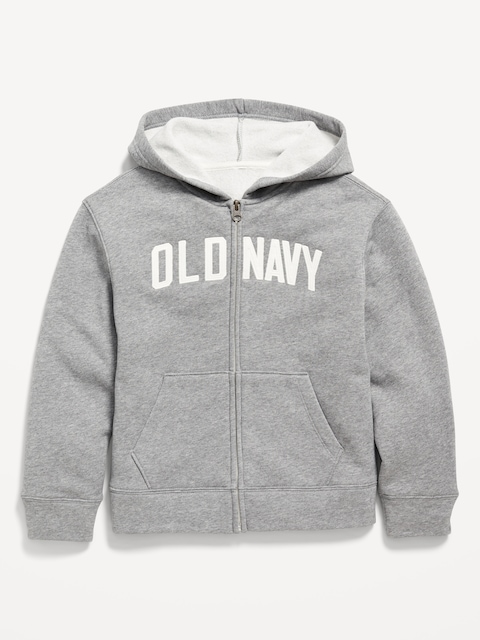 Logo-Graphic Zip-Front Hoodie for Boys - Heather Gray