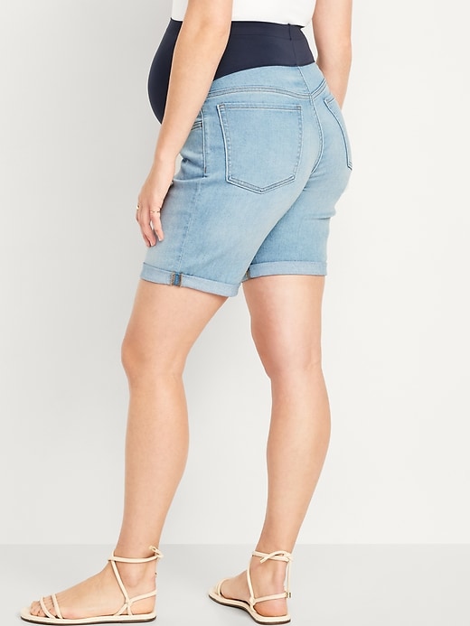 Image number 6 showing, Maternity Full-Panel OG Straight Jean Shorts -- 5-inch inseam