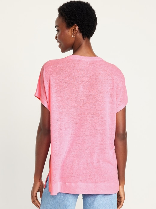 Image number 2 showing, Oversized Linen-Blend Tunic T-Shirt