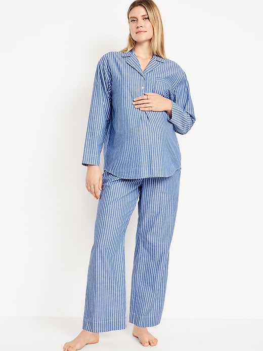 Image number 1 showing, Maternity Poplin Pajama Set