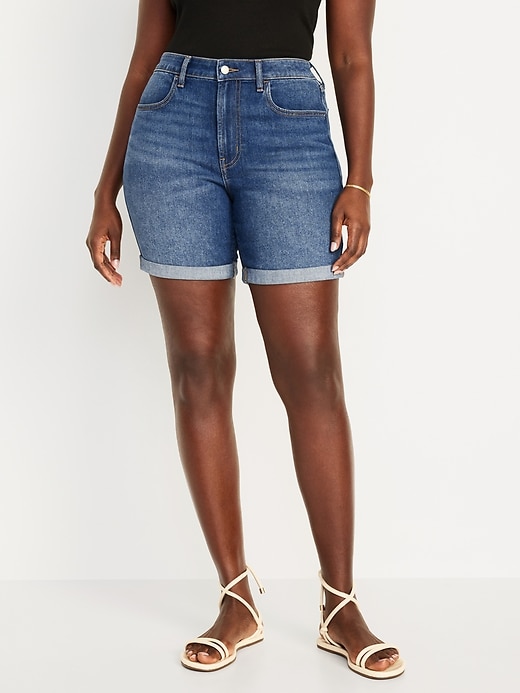 Image number 5 showing, High-Waisted Wow Jean Shorts -- 7-inch inseam