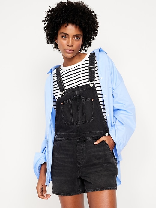 Image number 3 showing, Slouchy Jean Shortalls -- 3.5-inch inseam