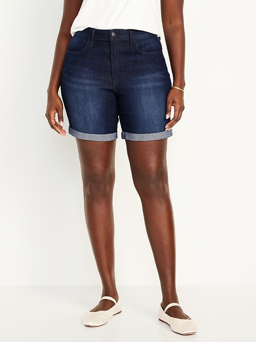 Image number 5 showing, High-Waisted Wow Jean Shorts -- 7-inch inseam