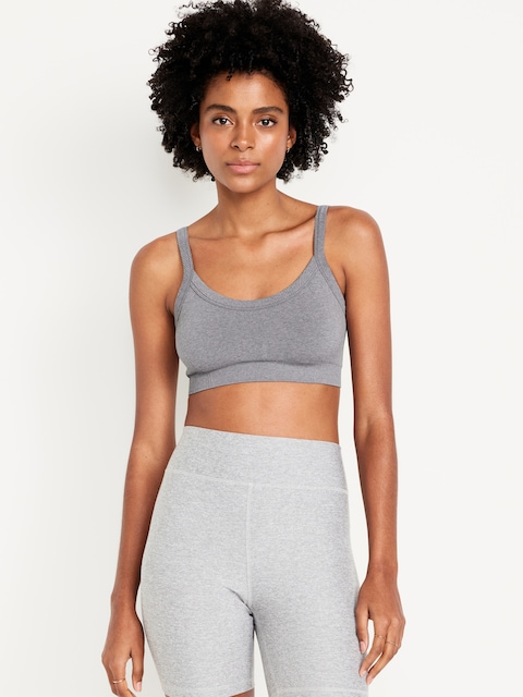 Light Support Fluid Seamless Ribbed Sports Bra - Heather Gray