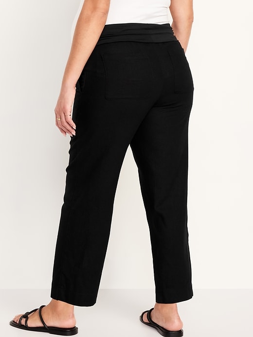 Image number 7 showing, Maternity Rollover-Waist Linen-Blend Pant