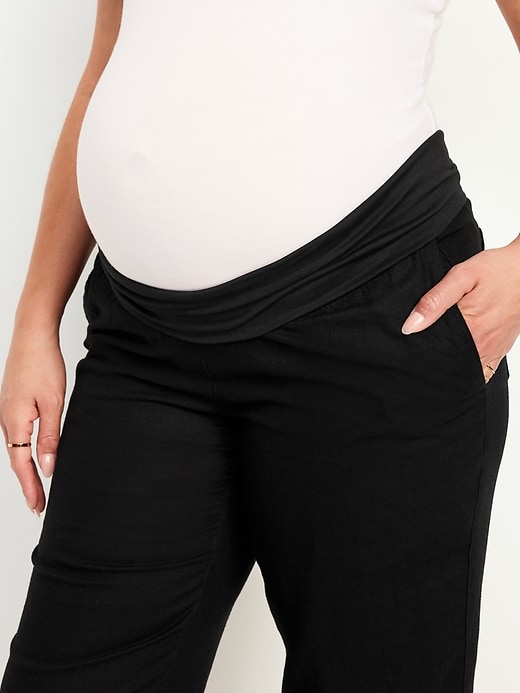 Image number 5 showing, Maternity Rollover-Waist Linen Blend Pant