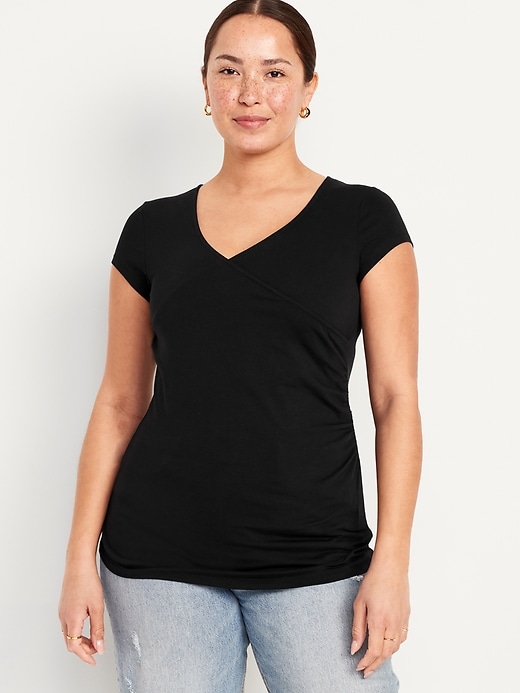 Image number 1 showing, Maternity Cross-Front Nursing T-Shirt