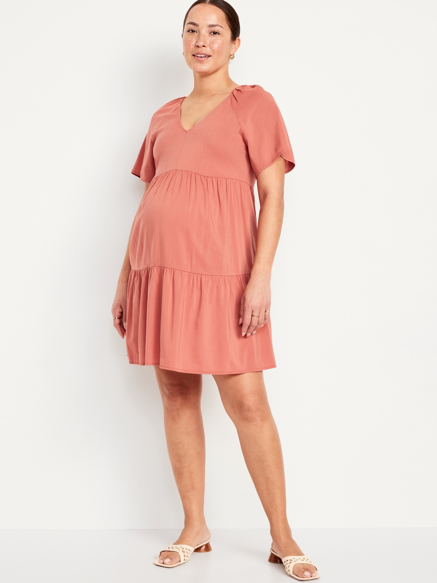 Maternity Flutter-Sleeve Dress