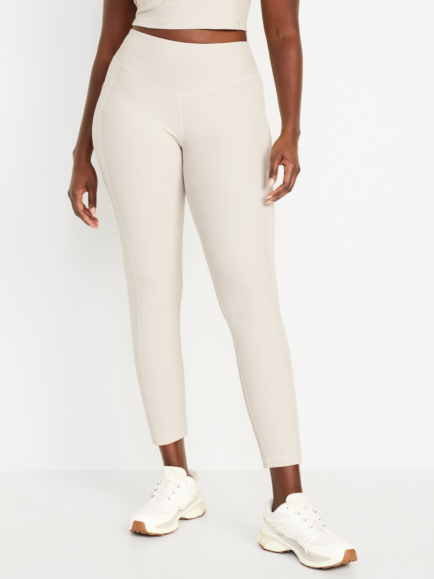 High-Waisted PowerSoft Ribbed 7/8 Leggings