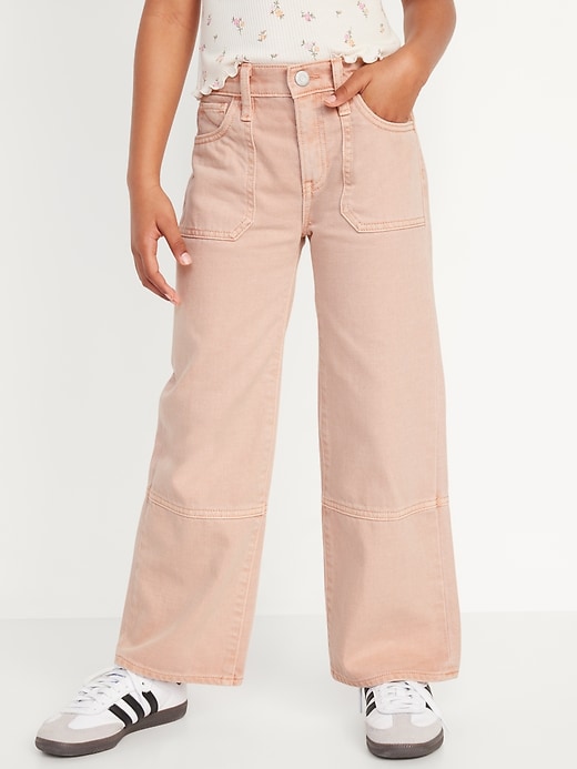 View large product image 1 of 4. High-Waisted Baggy Utility Wide-Leg Jeans for Girls