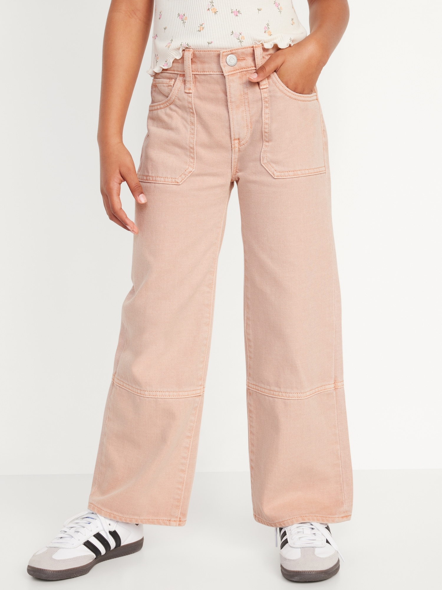 High-Waisted Baggy Utility Wide-Leg Jeans for Girls