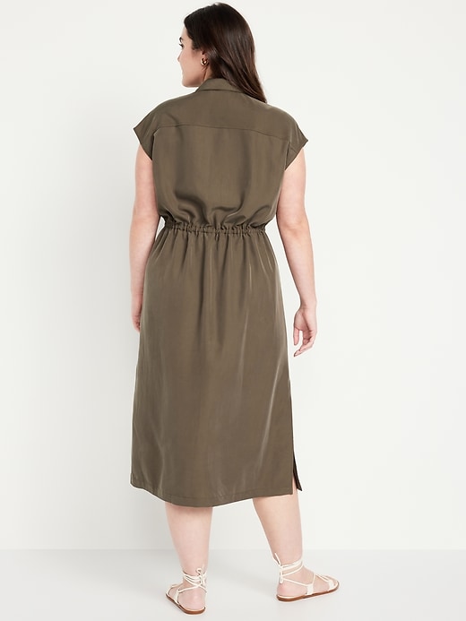 Image number 5 showing, Waist-Defined Utility Midi Shirt Dress