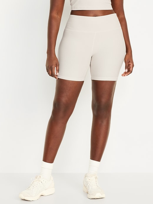 Image number 5 showing, High-Waisted PowerSoft Ribbed Biker Shorts -- 6-inch inseam