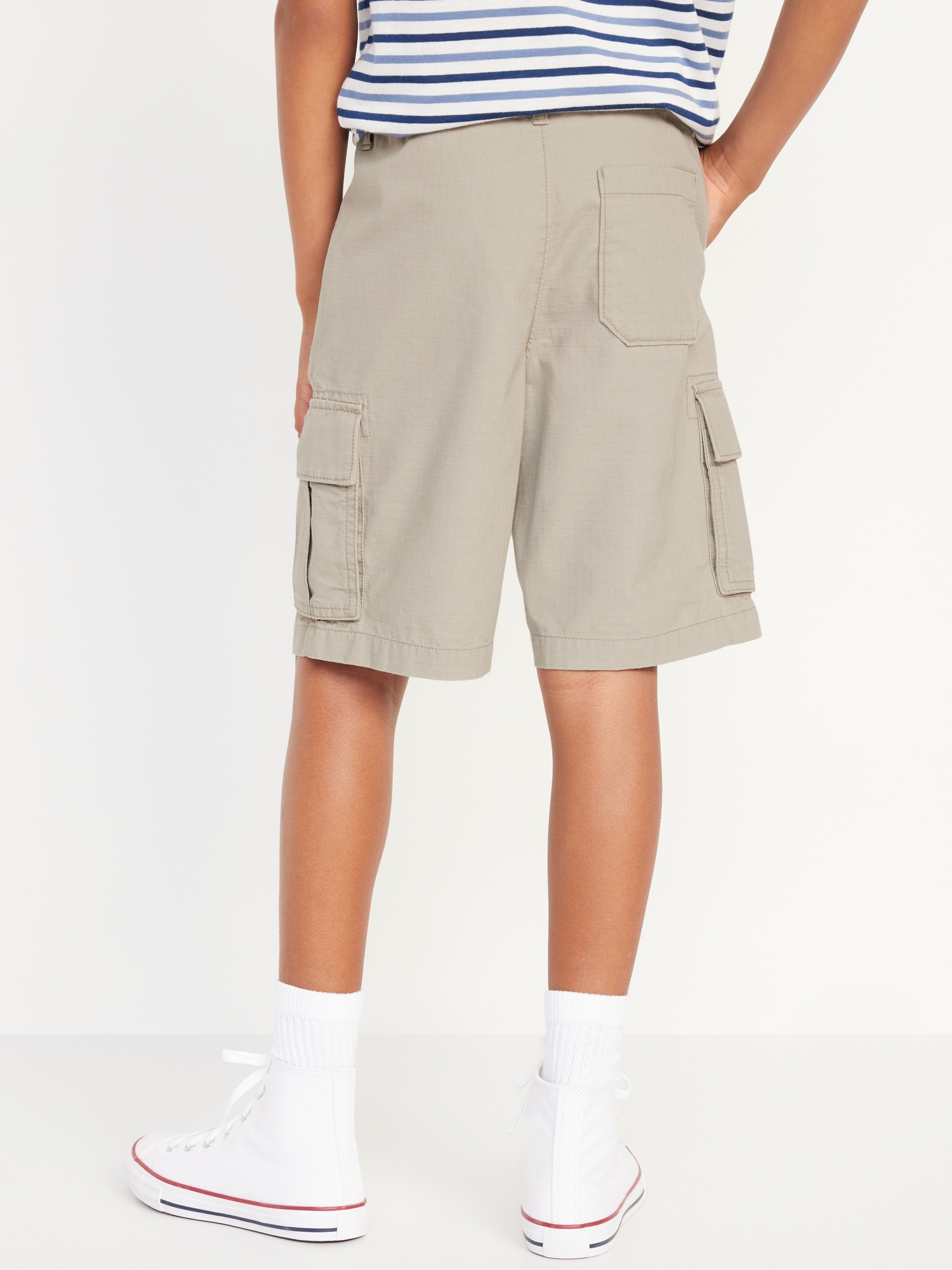 DONDUP KIDS belted cotton cargo shorts - Neutrals