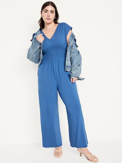 Waist-Defined Shirred Jumpsuit | Old Navy