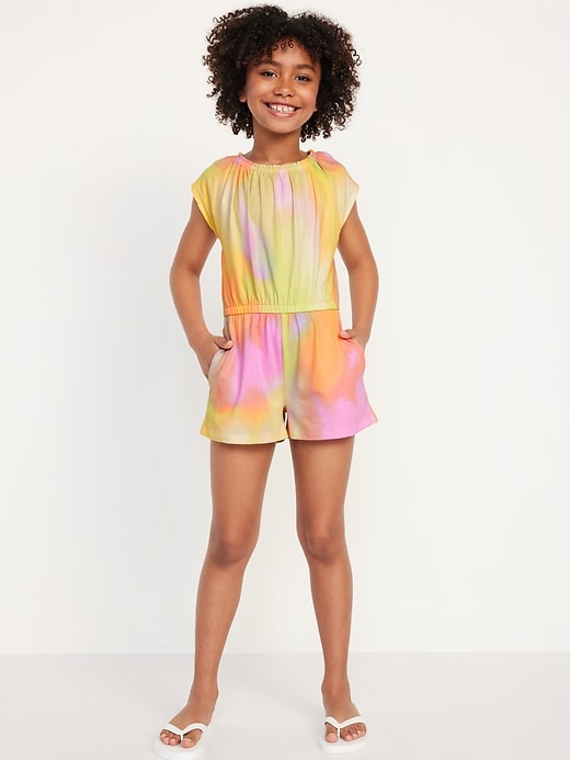 View large product image 1 of 3. Short-Sleeve Jersey-Knit Romper for Girls