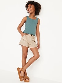 View large product image 3 of 4. Cargo-Pocket Twill Shorts for Girls